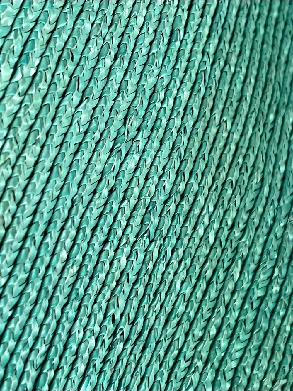 Turquoise Woven Straw Handbag Aqua Natural Straw Purse Zip Top Summer Bag - Picture 5 of 9